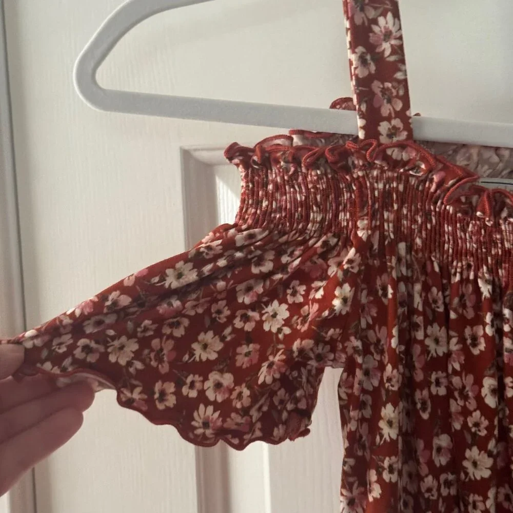 Social Academy Girls Brown Floral Print Maxi Dress Size 12